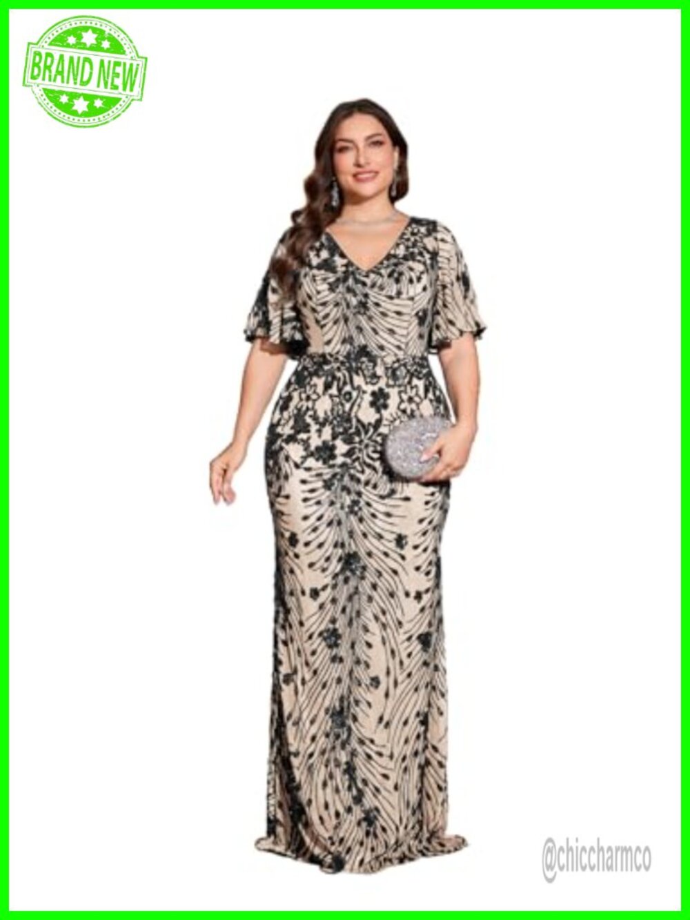 Plus Size Formal Evening Gown Sequin Mermaid Dress Wedding Guest
